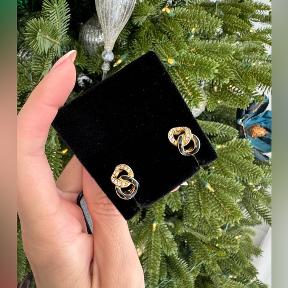 Christian Dior 18K Gold Plated enamel crystals vintage clip on earrings - Picture 9 of 16